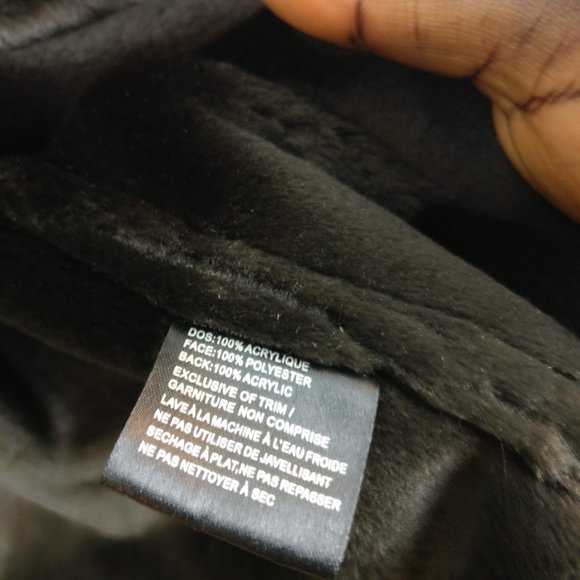 Hooded Natural Suede Full Long Coat with pleather trims and pockets, Brown sz.14 - Picture 10 of 12